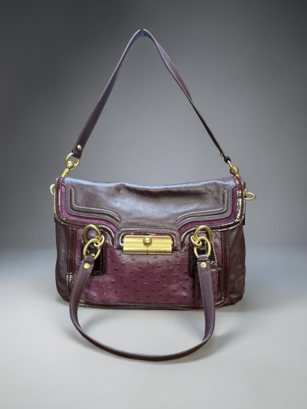 Coach Kristin Ostrich Embossed Leather Spectator Satchel — EUC - Picture 15 of 16